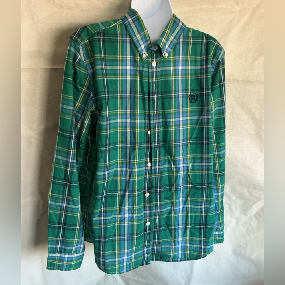 Chaps Kids Plaid Button-Down Shirt in Green and Blue